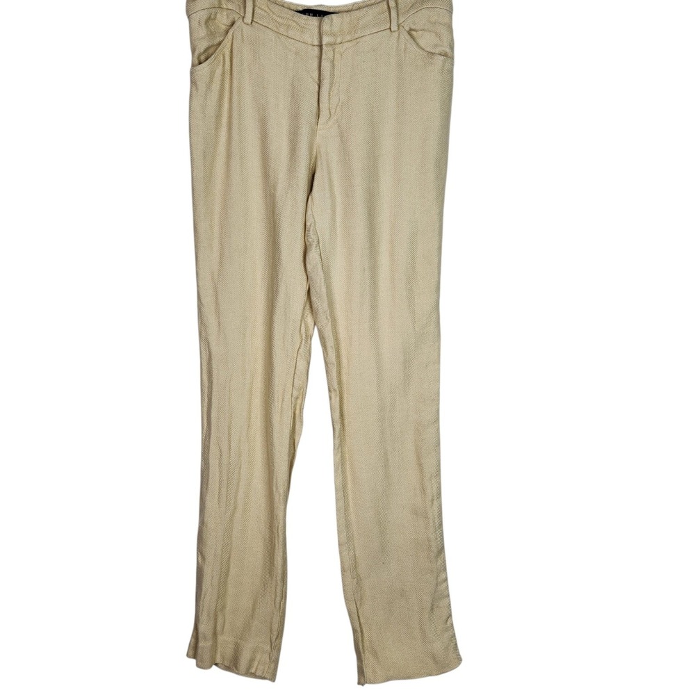 RALPH LAUREN Black Label Pants Womens 6 Butter Yellow Linen Trouser Career FLAW
